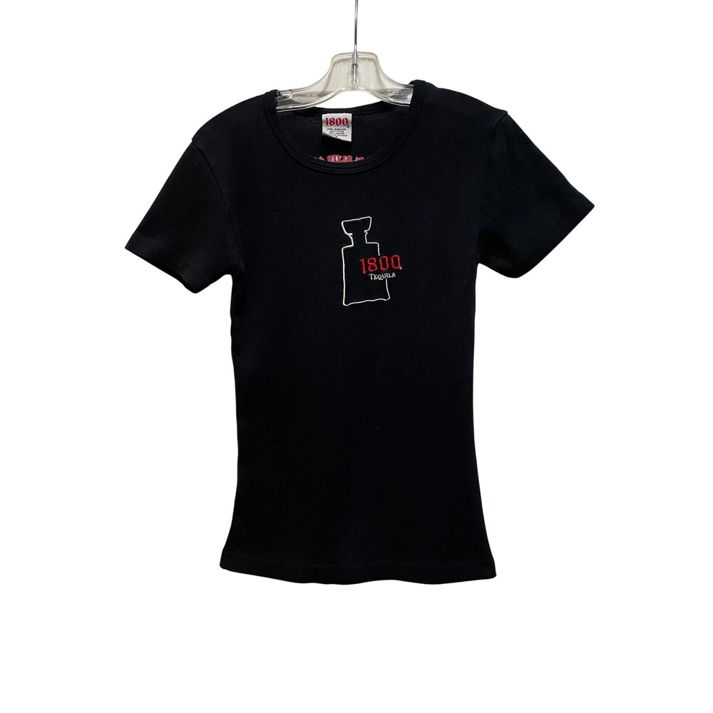 1800 Tequila Graphic T-Shirt Womens Small Black 100% Blue Agave Cotton Tee